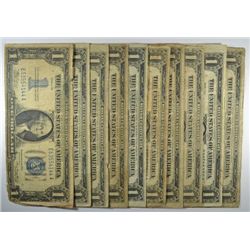 10 1934 $1 SILVER CERTIFICATES "FUNNY BACK" (DAMAGED)