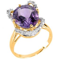 Floral Lavender Amethest & Diamond Ring