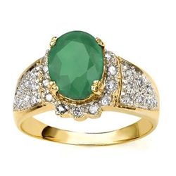 Diamond & Emerald solid Gold ring