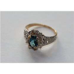 Antique Look London Blue Topaz Solid Gold Ring