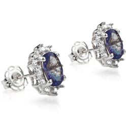 Genuine Tanzanite & Diamond Ear Ring