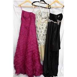 Lot [3] DRESSES:  [1] Yolanda Arce black dress, size 10, [1] Jovani silver dress, size 10 and [1] St