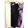 Image 1 : Lot [4] DRESSES:  [1] Yolanda Arce ivory bridal gown, size 4, [1] Faviana navy gown, size 4, [1] Jov