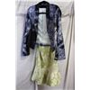 Image 1 : Lot [2] PIECES ASSORTED CLOTHING: [1] Denim sequins shirt, size 4, [1] Green pattern dress