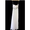 Image 1 : Lot [1] DRESS: [1] White one shoulder chiffon with beads, size 16