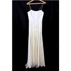 Lot [1] DRESS: [1] Ivory spaghetti strap bustier slit front gown, size 8