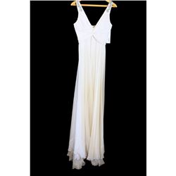 Lot [1] DRESS: [1] Yolanda white twist chiffon silver straps gown; Size 4