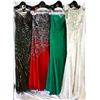 Image 1 : Lot [4] DRESSES: [1] Silver scoop full sequin gown, size 10, [1] Strapless with bolero, size 10, [1]