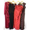 Image 1 : Lot [4] DRESSES: [1] Chocolate strapless, size 16, [1] Red shoulder and sleeve with roses around nec