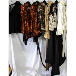 Lot [7] Pieces ASSORTED CLOTHING: [1] Black lace trim top, size 4, [1] LouiseB rust colored lace jac