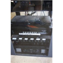 LOT SERVER RACK; SAMSUNG MONITOR; SAMSUNG AMP; AUDIO SOURCE AMP; XANTECH SPEAKER SELECTOR 2X6; LG BL