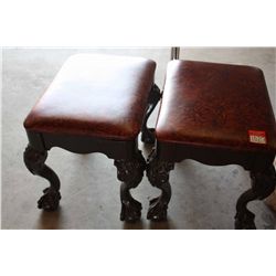 LOT 2 WOOD AND LEATHER CUSHIONED SEATS