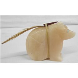 Zuni Carved Pink Quartz Bear Fetish