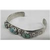 Image 1 : Navajo Sand Cast Silver & Turquoise Bracelet