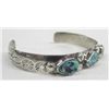 Image 2 : Navajo Sand Cast Silver & Turquoise Bracelet