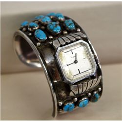 Navajo Old Pawn Turquoise Watch Bracelet- F Guerno
