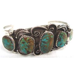 Navajo Sterling Turquoise Bracelet -- Linda Marble