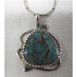 Navajo Silver Turquoise Pendant Necklace - Ramone
