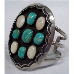 Navajo Sterling Turquoise Mother of Pearl Bracelet