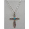 Image 1 : Navajo Sterling Silver & Turquoise Cross Necklace