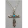 Image 3 : Navajo Sterling Silver & Turquoise Cross Necklace