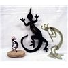 Image 2 : Three Metal Sculptures, Kokopellis & Lizard