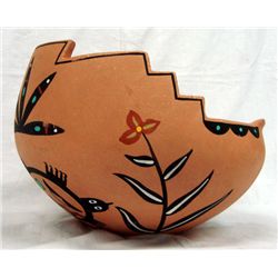 1999 Taos Micaceous Polychrome Bowl -- A. Varos