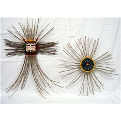 Hopi Partially Woven Tri-Colored Basket Weavings