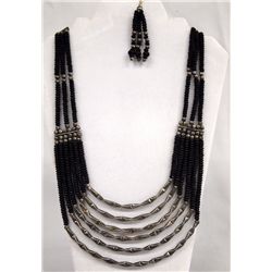 Ethnic Seed and Silver Bead Necklace & Earrings