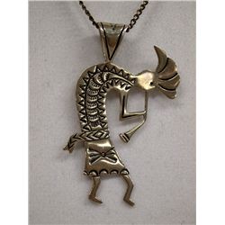 Navajo Sterling Silver Kokopelli Pendant Necklace