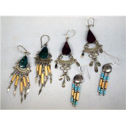 South American Turquoise Silver & Stone Earrings