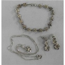 Sterling Choker, Earrings, & Bracelet Set