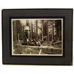 EARLY MOUNTED PHOTO OF LOGGERS AT SHOALTZ LOGGING CAMP HOQUIAM RIVER WASHINGTON