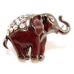 6219 - ELEPHANT RHINESTONE & ENAMEL BROOCH PIN