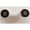 Image 1 : 5324 - PAIR OF BLACK STUD EARRINGS MARKED CC
