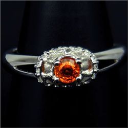 5237 - STERLING SILVER MANDARIN ORANGE SPESSARTITE GARNET RING - SZ. 9