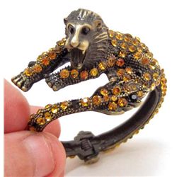 6225 - LION BRASS & AMBER RHINESTONE BRACELET