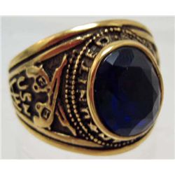 4528 - MENS BRASS US NAVY RING MODEL - SZ. 11