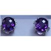 Image 1 : 21.50 CTW AMETHYS AND DIAMOND EARRINGS .925 STERLING SI