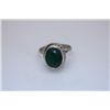 Image 1 : NATURAL 25.31 CTW EMERALD CABUSHION OVAL RING .925 STER