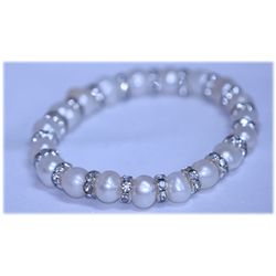 83.55 CTW WHITE PEARL AND CZ BRACELET