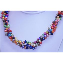 341.95 CTW MULTICOLOR PEARL 3-STRAND NECKLACE