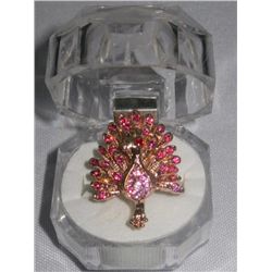 8CTW PINK PEACOCK ADJUSTABLE BRASS RING