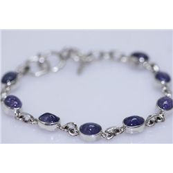 NATURAL 60.50 CTW TANZANITE OVAL CUT BRACLET .925 STERL