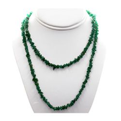 NaturalEmerald Uncut Adventurine  Beads Necklace 164 cw