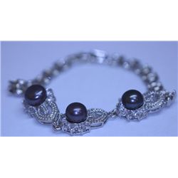BLACK PEARL AND CZ BRACELET