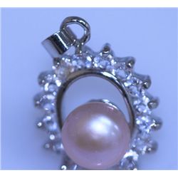 18.20 CTW PEACH PEARL AND CZ PENDANT