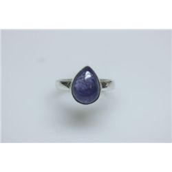 NATURAL 23.50 CTW TANZANITE PEAR CUT RING .925 STERLING