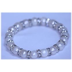 81.50 CTW WHITE PEARL AND CZ BRACELET