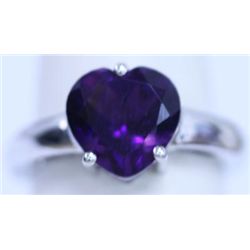 18.15 CTW AMETHYST AND DIAMOND RING .925 STERLING SILVE